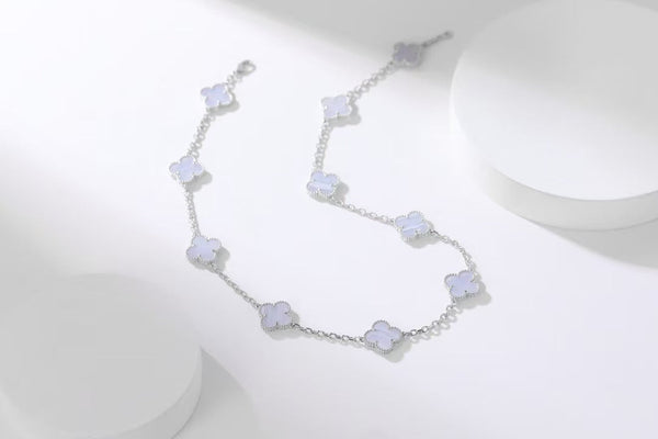 [Glow Muse]CLOVER 10 MOTIFS PURPLE FRITILLARY NECKLACE