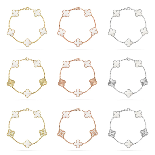 [⭐Glow Muse]CLOVER WHITE PEARL MOP 5 MOTIF BRACELET COLLECTION