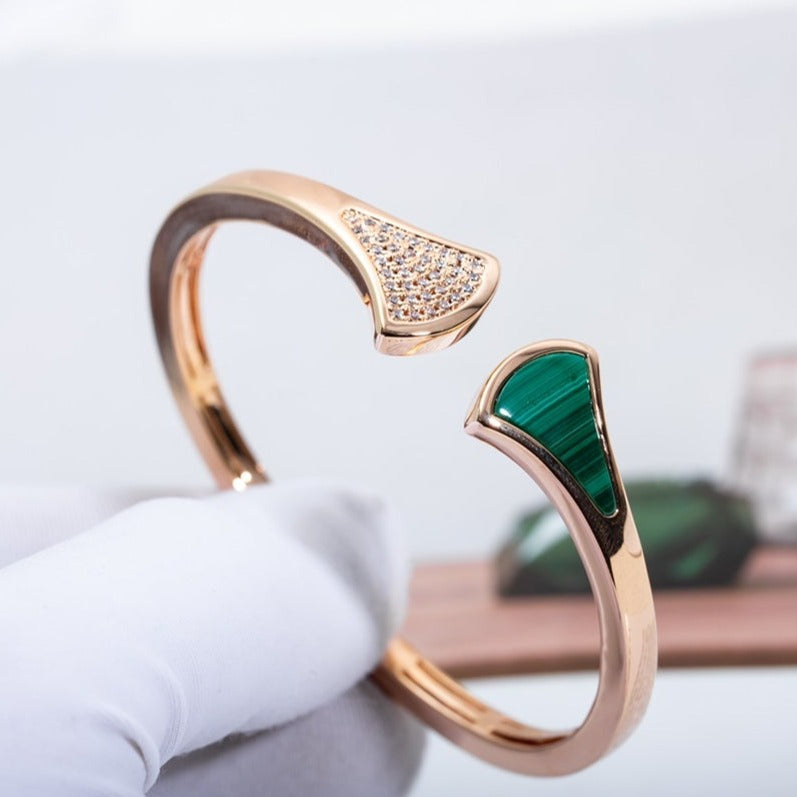 [⭐Glow Muse ]DREAM BRACELET OPEN MALACHITE PINK GOLD