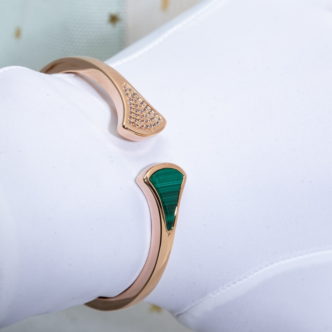 [⭐Glow Muse ]DREAM BRACELET OPEN MALACHITE PINK GOLD