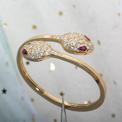[⭐Glow Muse ]SERPENTI BRACELET PINK GOLD DIAMOND DOUBLE SNAKE
