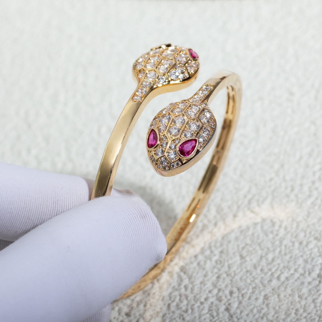 [⭐Glow Muse ]SERPENTI BRACELET PINK GOLD DIAMOND DOUBLE SNAKE