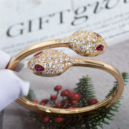 [⭐Glow Muse ]SERPENTI BRACELET PINK GOLD DIAMOND DOUBLE SNAKE