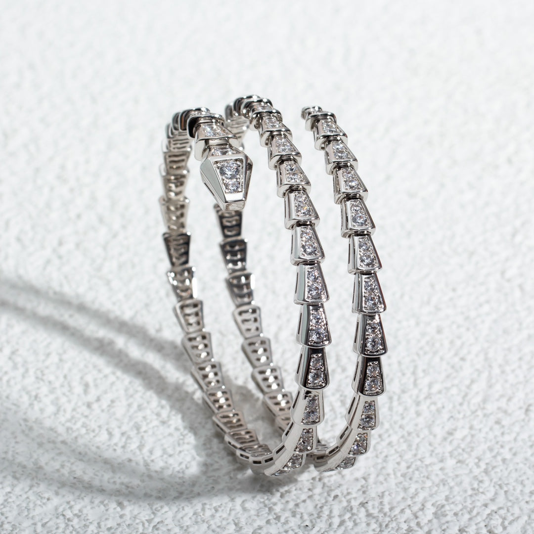 [⭐Glow Muse ]SERPENTI BRACELET SILVER DIAMOND DOUBLE ROW