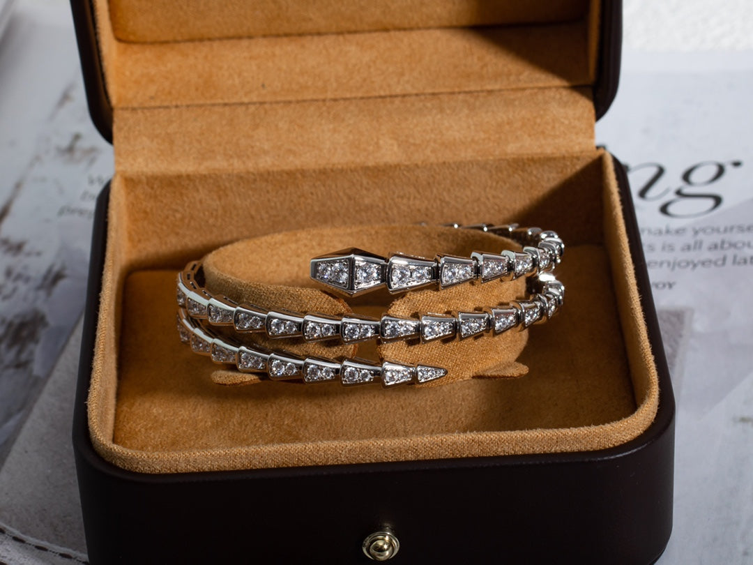 [⭐Glow Muse ]SERPENTI BRACELET SILVER DIAMOND DOUBLE ROW