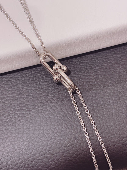 [Glow Muse ]HARDWEAR DOUBLE LINK PEDANT SILVER NECKLACE