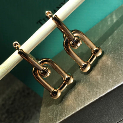 [Glow Muse ]HARDWARE DROP EARRINGS DOUBLE LINK