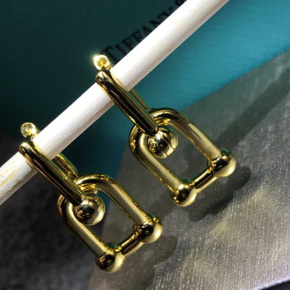 [Glow Muse ]HARDWARE DROP EARRINGS DOUBLE LINK