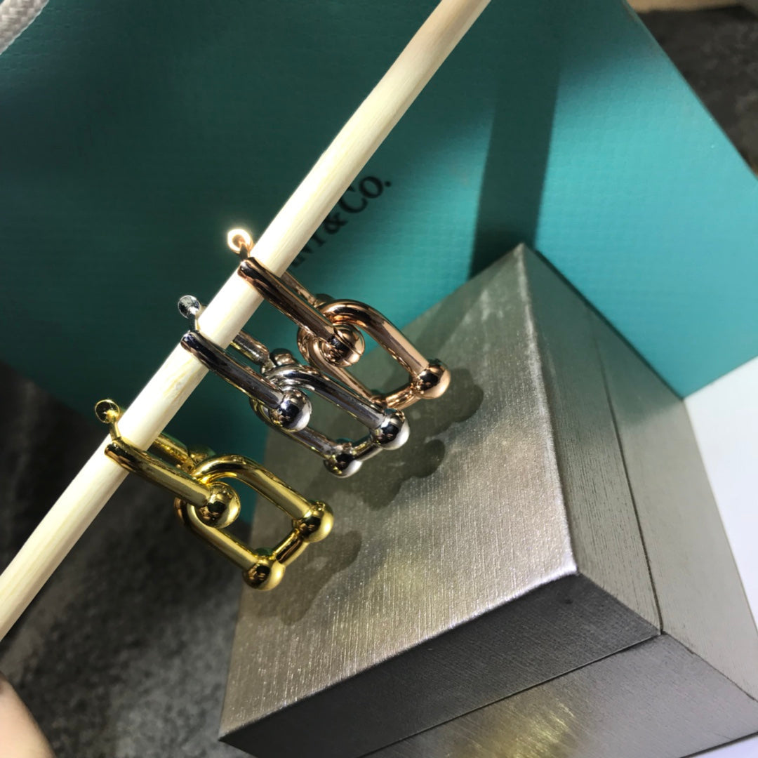 [Glow Muse ]HARDWARE DROP EARRINGS DOUBLE LINK