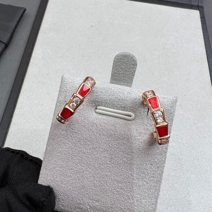 [⭐Glow Muse ]SERPENTI CARNELIAN PINK GOLD EARRINGS