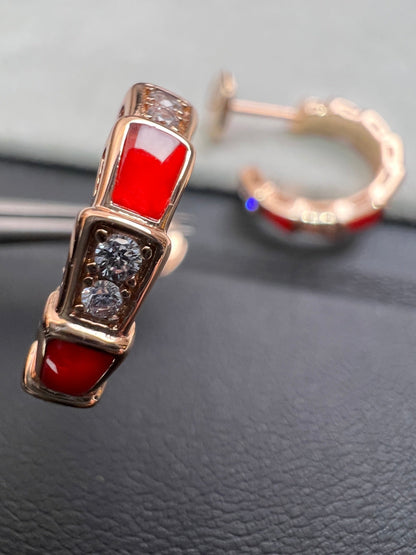 [⭐Glow Muse ]SERPENTI CARNELIAN PINK GOLD EARRINGS