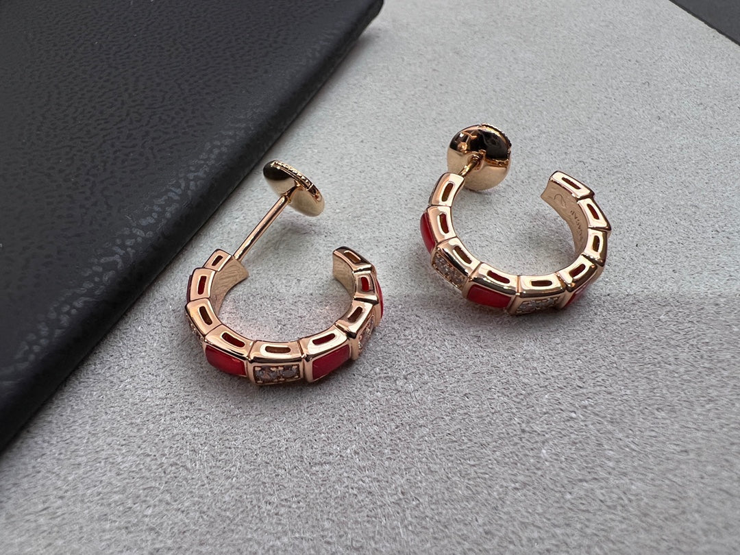 [⭐Glow Muse ]SERPENTI CARNELIAN PINK GOLD EARRINGS