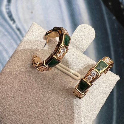 [⭐Glow Muse ]SERPENTI MALACHITE PINK GOLD EARRINGS
