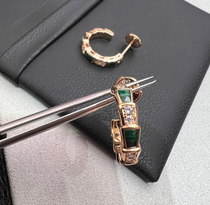 [⭐Glow Muse ]SERPENTI MALACHITE PINK GOLD EARRINGS