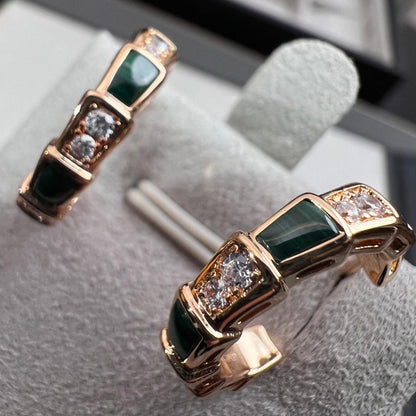 [⭐Glow Muse ]SERPENTI MALACHITE PINK GOLD EARRINGS