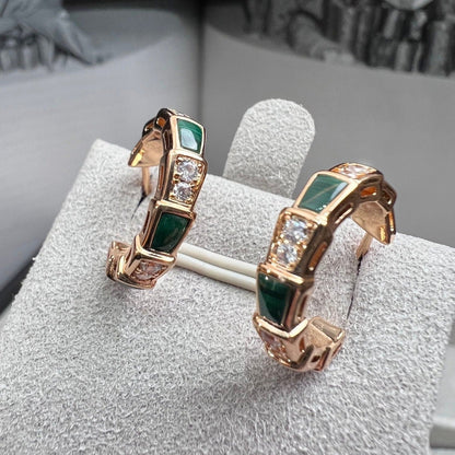 [⭐Glow Muse ]SERPENTI MALACHITE PINK GOLD EARRINGS
