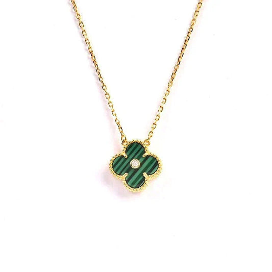 [Glow Muse]CLOVER 15MM DIAMOND TURQUOISE NECKLACE