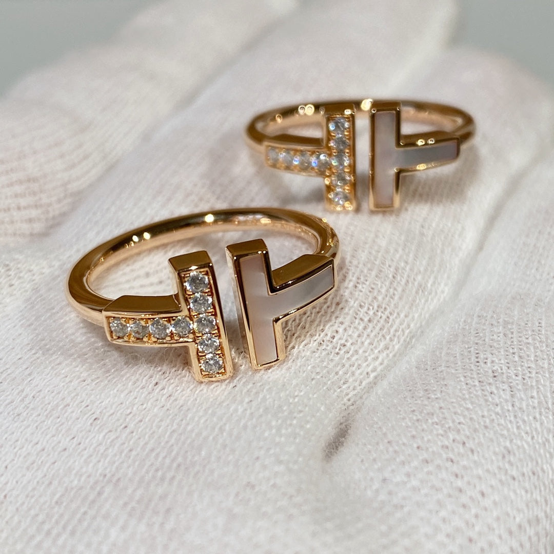 [Glow Muse ]T WIRE MOP DIAMOND RING PINK GOLD