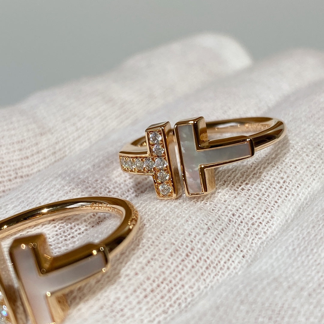 [Glow Muse ]T WIRE MOP DIAMOND RING PINK GOLD