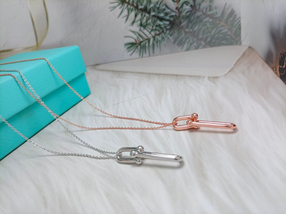[Glow Muse ]HARDWEAR DROP DOUBLE LINK PEDANT NECKLACE