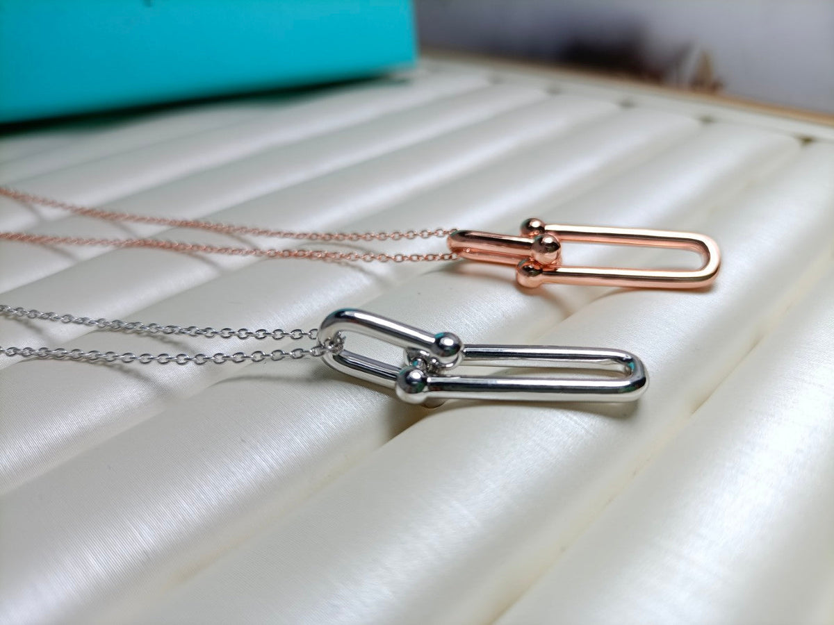 [Glow Muse ]HARDWEAR DROP DOUBLE LINK PEDANT NECKLACE