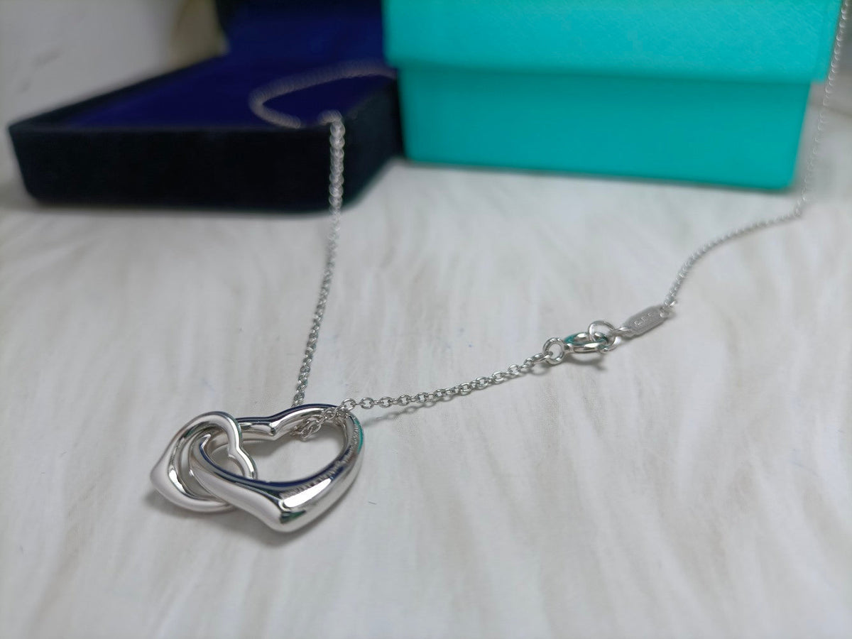 [Glow Muse ]DOUBLE HEART SILVER NECKLACE