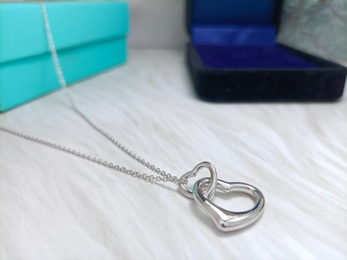 [Glow Muse ]DOUBLE HEART SILVER NECKLACE