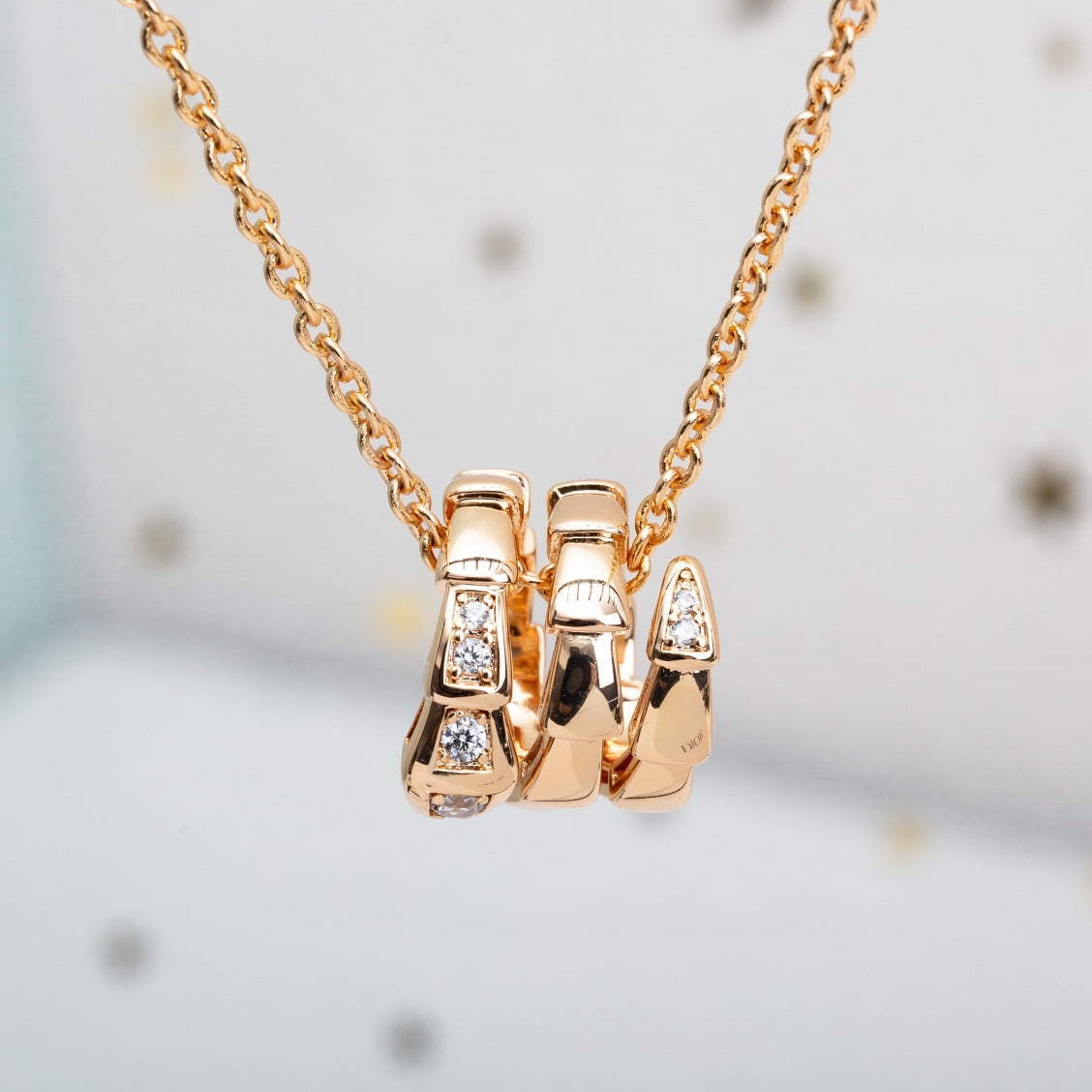 [⭐Glow Muse ]SERPENTI PINK GOLD NECKLACE DIAMOND
