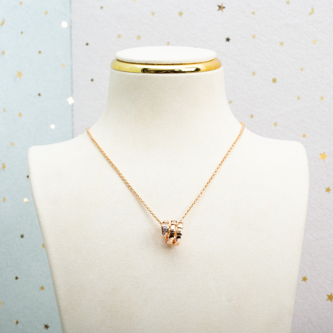 [⭐Glow Muse ]SERPENTI PINK GOLD NECKLACE DIAMOND