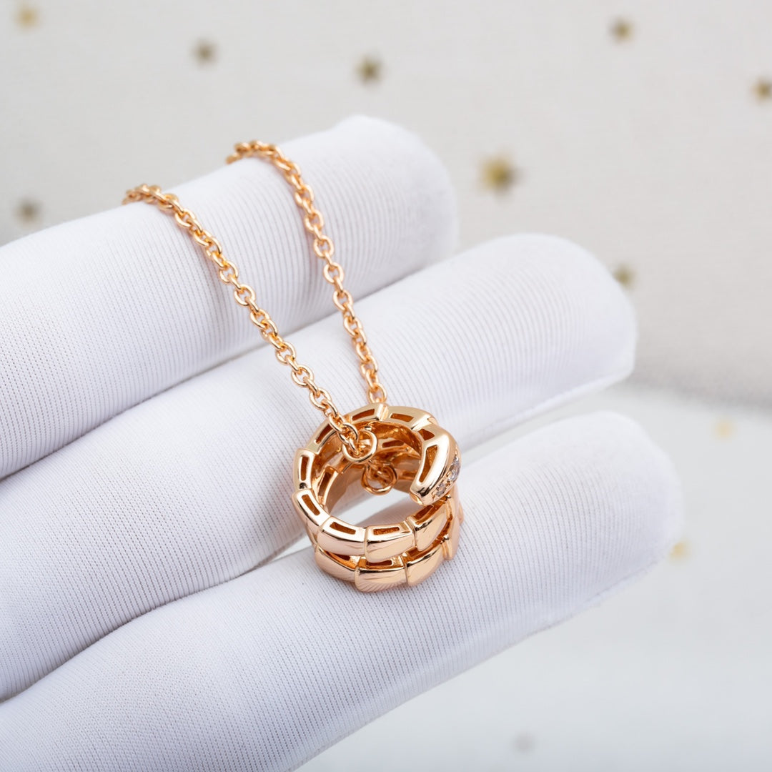[⭐Glow Muse ]SERPENTI PINK GOLD NECKLACE DIAMOND