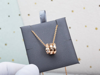 [⭐Glow Muse ]SERPENTI PINK GOLD NECKLACE DIAMOND