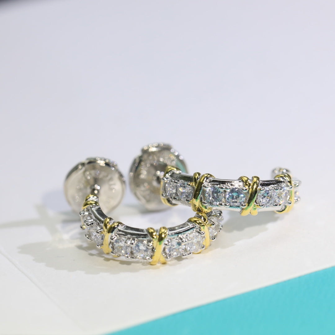 [Glow Muse ]TWENTY STONE HOOP GOLD EARRINGS