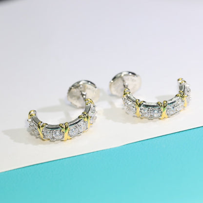 [Glow Muse ]TWENTY STONE HOOP GOLD EARRINGS