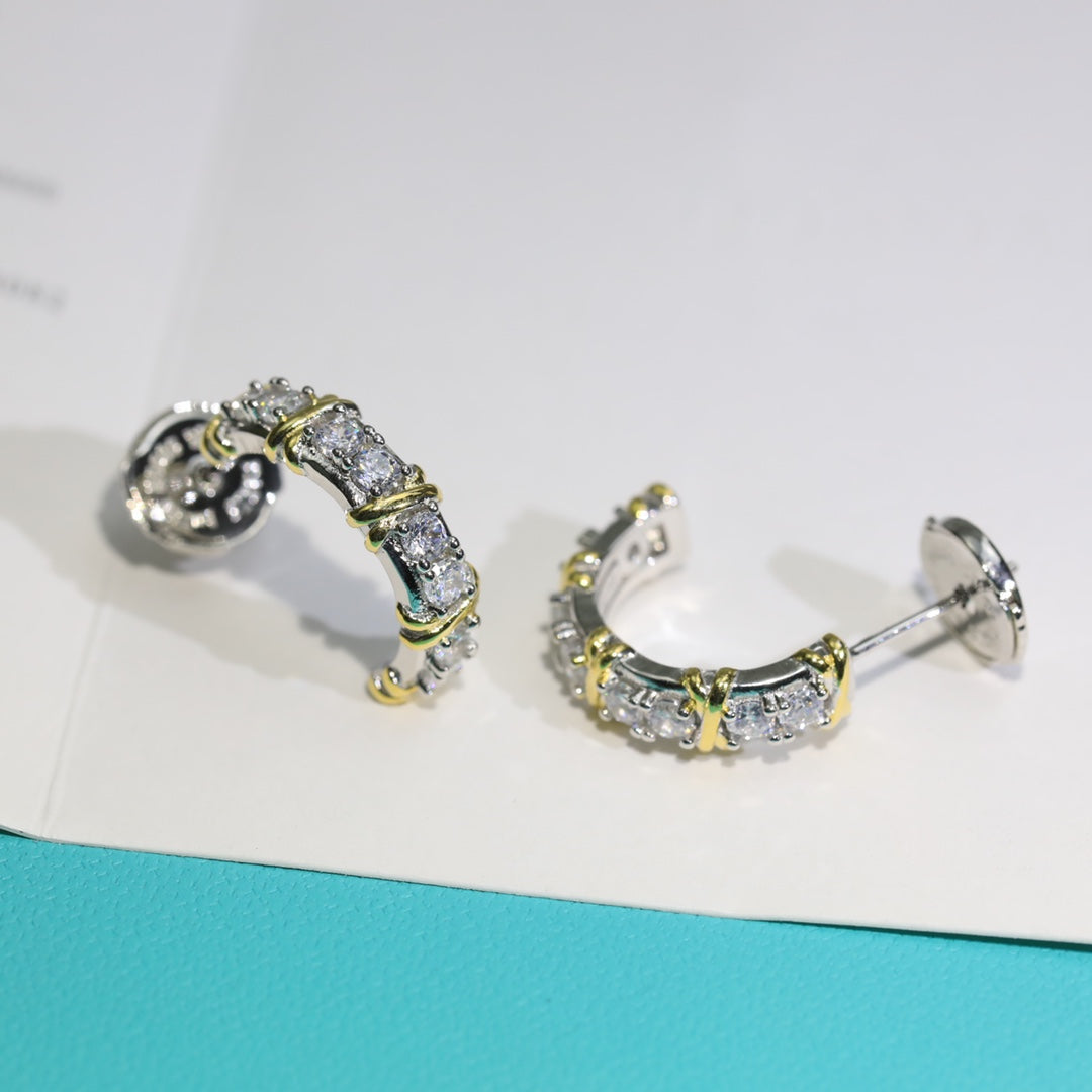 [Glow Muse ]TWENTY STONE HOOP GOLD EARRINGS