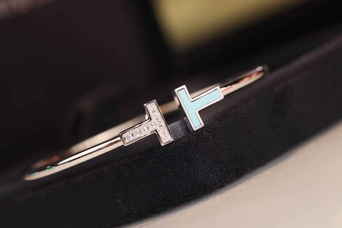 [Glow Muse ]T BRACELET 1.8MM TURQUOISE DIAMOND SILVER