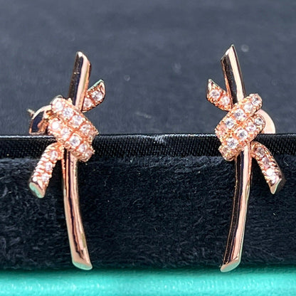 [Glow Muse ]KNOT EARRINGS PINK GOLD DIAMOND
