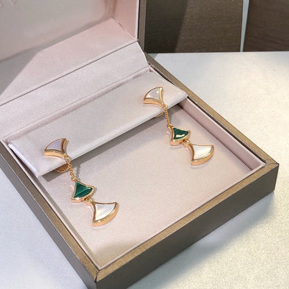 [⭐Glow Muse ]DREAM EARRINGS 3 MOTIFS MALACHITE MOP PINK GOLD