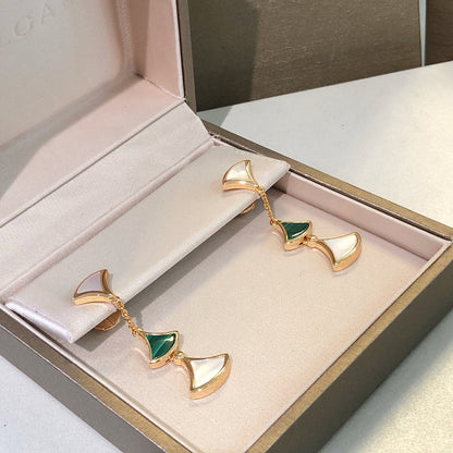 [⭐Glow Muse ]DREAM EARRINGS 3 MOTIFS MALACHITE MOP PINK GOLD