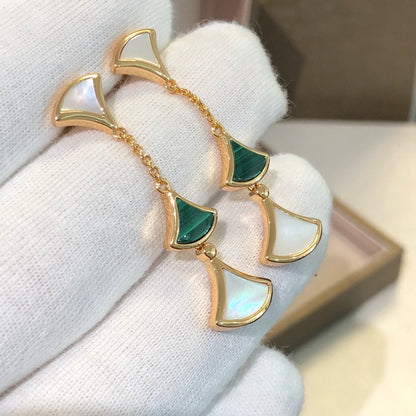 [⭐Glow Muse ]DREAM EARRINGS 3 MOTIFS MALACHITE MOP PINK GOLD