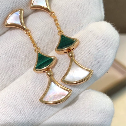 [⭐Glow Muse ]DREAM EARRINGS 3 MOTIFS MALACHITE MOP PINK GOLD