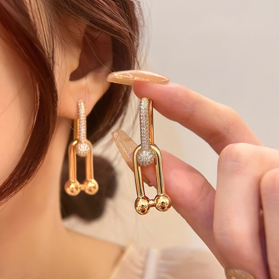 [Glow Muse ]HARDWEAR DROP DIAMONDS EARRINGS