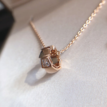 [⭐Glow Muse ]SERPENTI PEDANT DIAMOND PINK GOLD NECKLACE