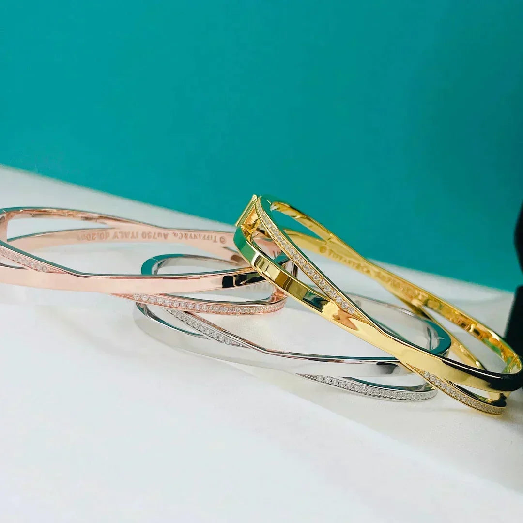 [Glow Muse ]NARROW HINGED BANGLEIN WITH DIAMONDS SMALL