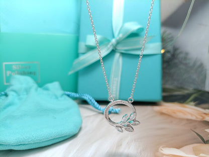 [Glow Muse ]DIAMOND VINE CIRCLE PENDANT PLATINUM NECKLACE