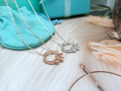 [Glow Muse ]DIAMOND VINE CIRCLE PENDANT PLATINUM NECKLACE