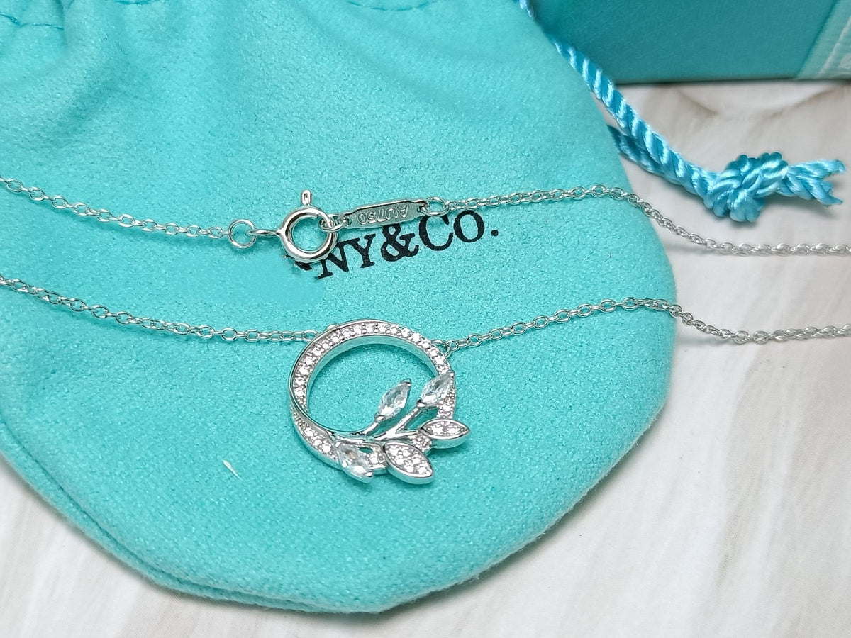 [Glow Muse ]DIAMOND VINE CIRCLE PENDANT PLATINUM NECKLACE