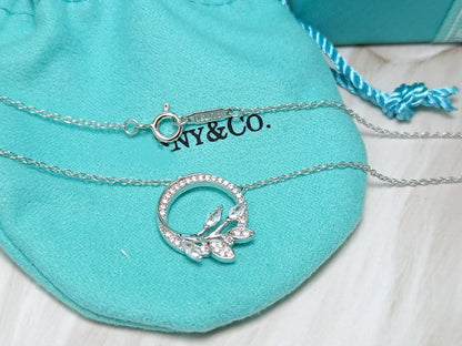 [Glow Muse ]DIAMOND VINE CIRCLE PENDANT PLATINUM NECKLACE