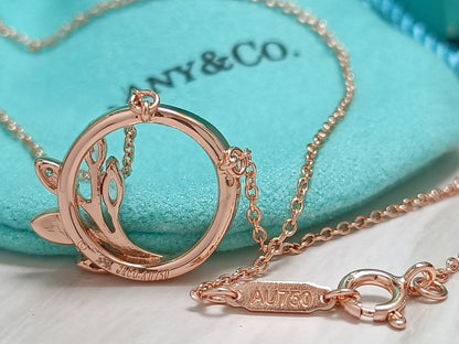 [Glow Muse ]DIAMOND VINE CIRCLE PENDANT PLATINUM NECKLACE