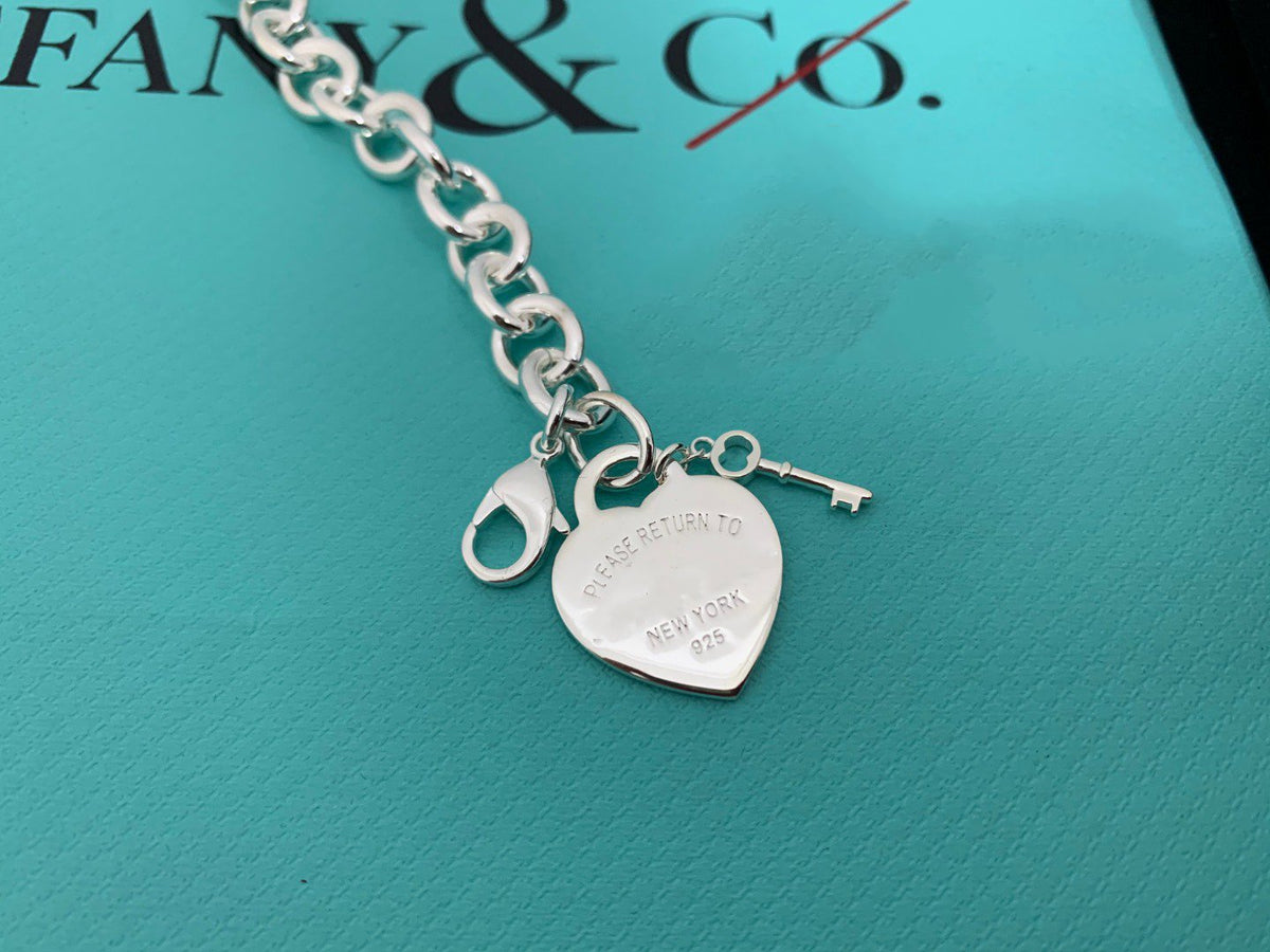 [Glow Muse ]KEY HEART CARD CHUNKY INTERLOCKING BRACELET LENGTH