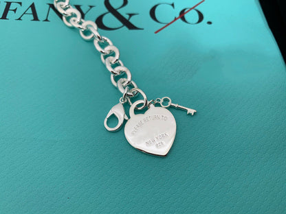 [Glow Muse ]KEY HEART CARD CHUNKY INTERLOCKING BRACELET LENGTH